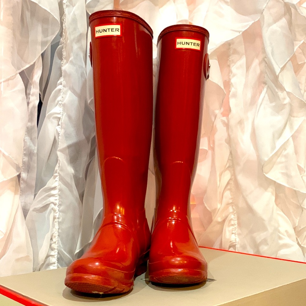 Glossy Red Authentic Hunter Rain-boots